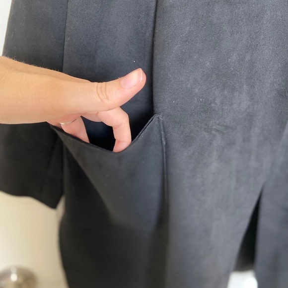 ZARA • Black Faux Suede Hooded Jacket Sz S - Picture 5 of 7